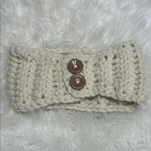Hand Knit Cream Headband with Buttons